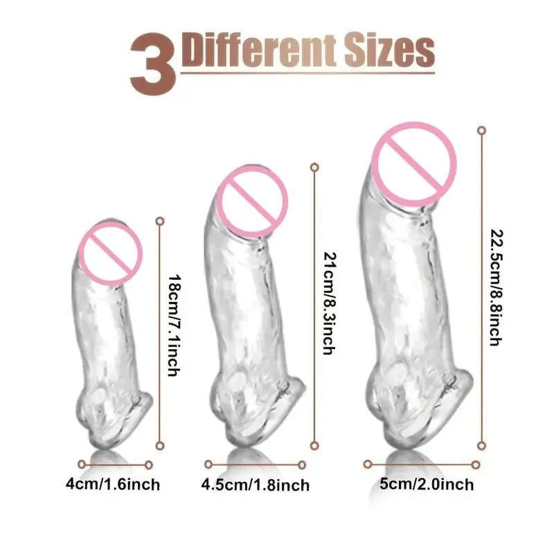 Penis Sleeve Extender Adult Sex Toy Cock Sleeve 3 Sizes Pennis Extender Penis Extension Time Sex Toy Pleasure Tools Couples — image 4