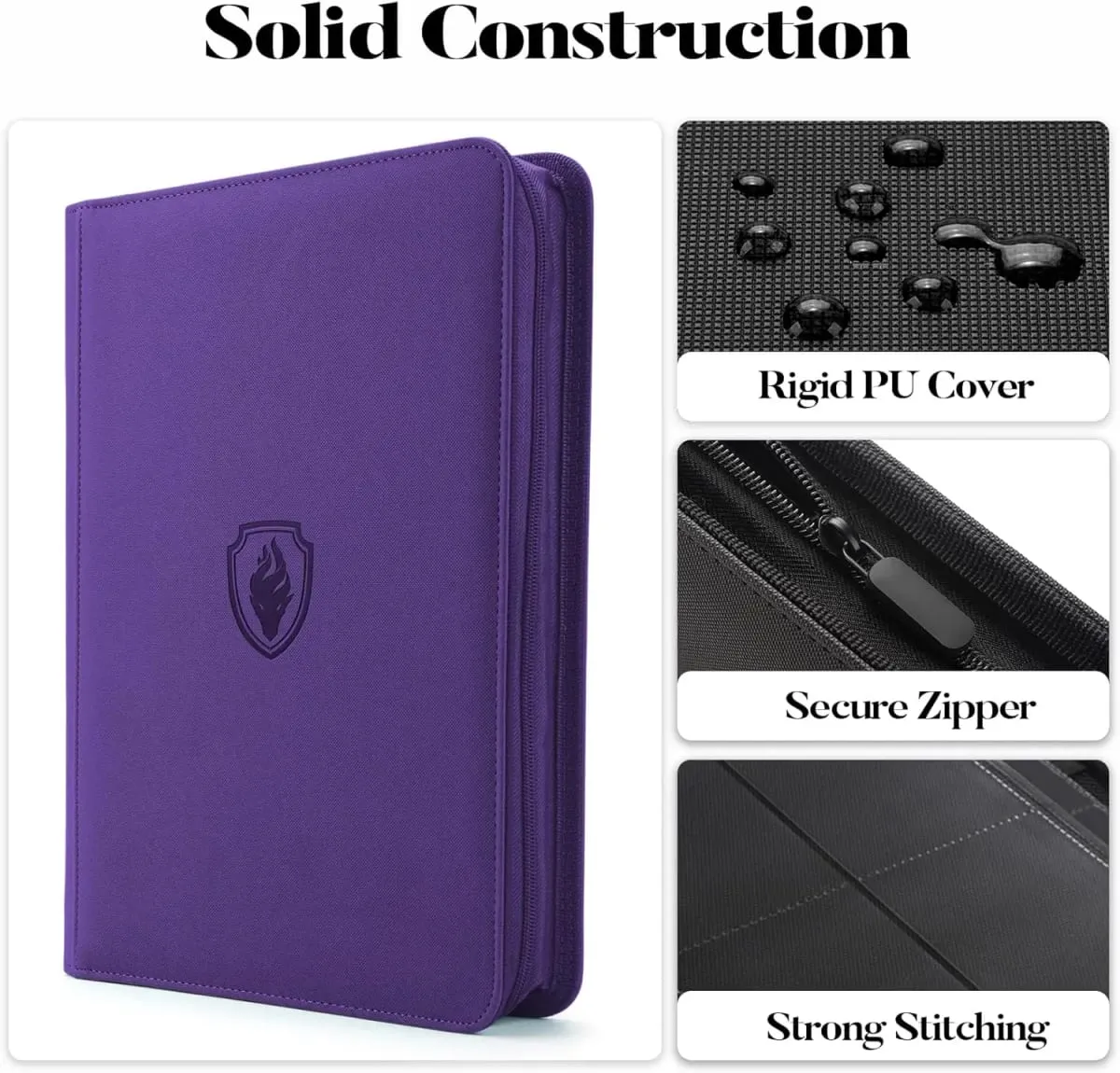 Pasta de cartão com zíper de 9 bolsos 360 porta-cartões de negociação livro premium capa pu pasta com zíper para cartões cartão de carregamento lateral durável — image 3