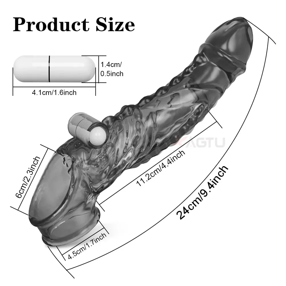 Vibrating Penis Sleeve for Men Penis Enlarge Penis Extension Penis G-Spot Vagina Vibrator Adult Goods Sex Toy for Couples