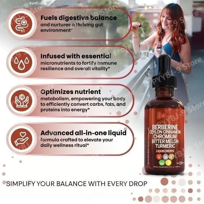 Berberine Chromium Turmeric & Ginseng 2oz Liquid Drops Organic Herbal Supplement for Wellness Supports Healthy Balance — image 5