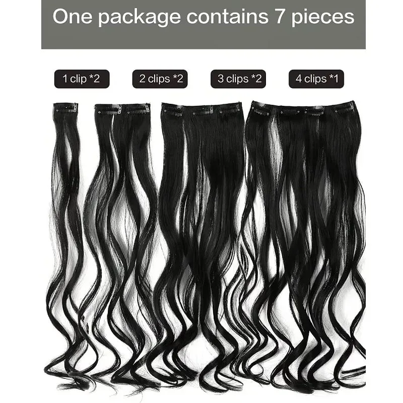 20Inch Synthetic Long Curly Clip In Hair Extensions Heat Resistant Fluffy Hairpiece for Women Daily Party Use — image 4