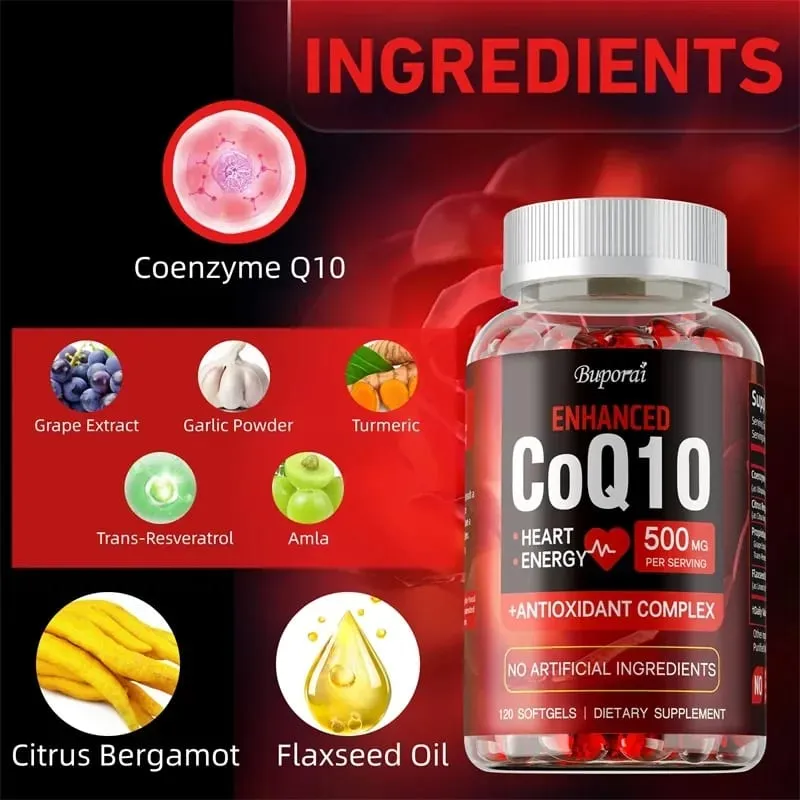 CoQ10 Supplement - Promotes Cardiovascular and Heart Health Antioxidant Provides Energy for Overall Health — image 3