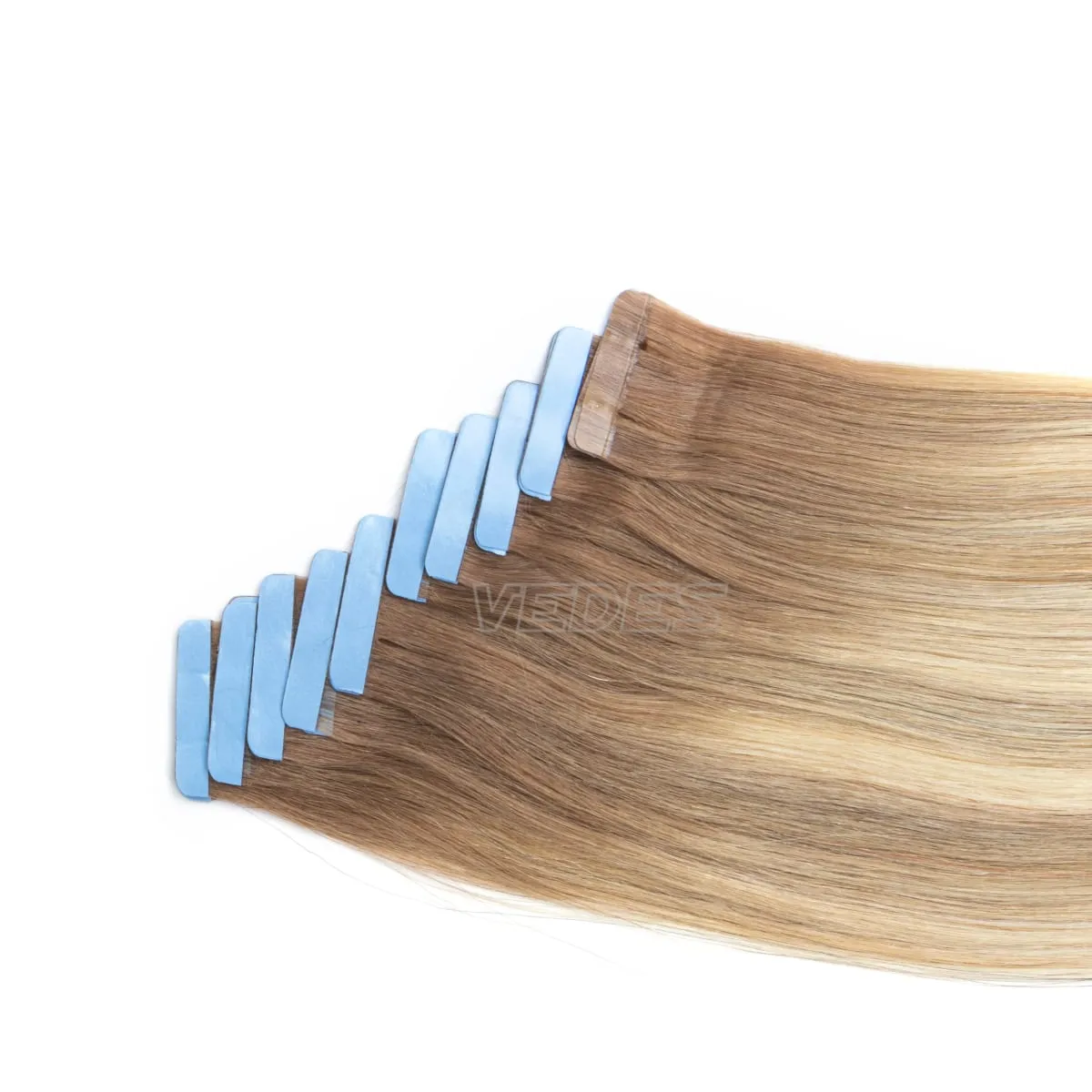 20Pcs 16" 20" Gradient Color Tape in Hair Extensions Human Hair Seamless Tape Hair Extensions 4x0.8cm Skin Weft PU Tape On Hair