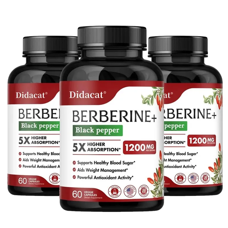 1200 mg Premium-Berberin-Ergänzungskapseln unterstützen das Immunsystem, Herz-Kreislauf, Herz und Magen-Darm-Wohlbefinden