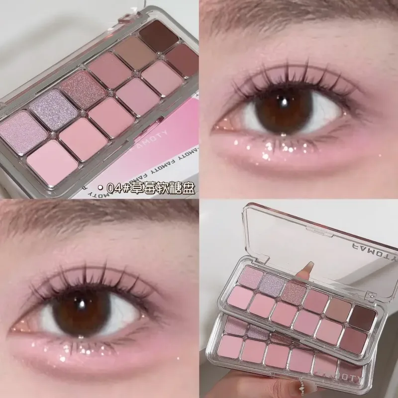 12-Color Low Saturation Eyeshadow Palette Lahat ng Matte Tea Apricot Eye Makeup Palette Araw-araw na Earth Makeup Long Lasting Eye Shadows
