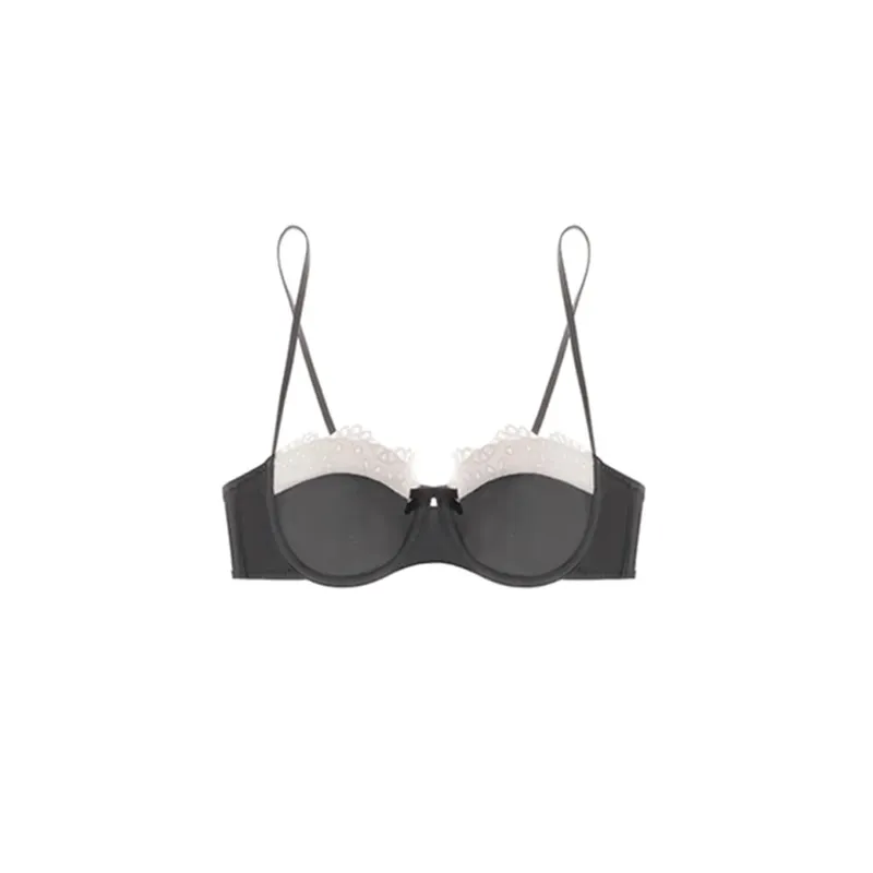 Women's Pure Sensual Lace Lingerie Set Summer Thin Bralette Small Breasts Gather Push Up No Empty Cup Beautiful Bra Cover Set