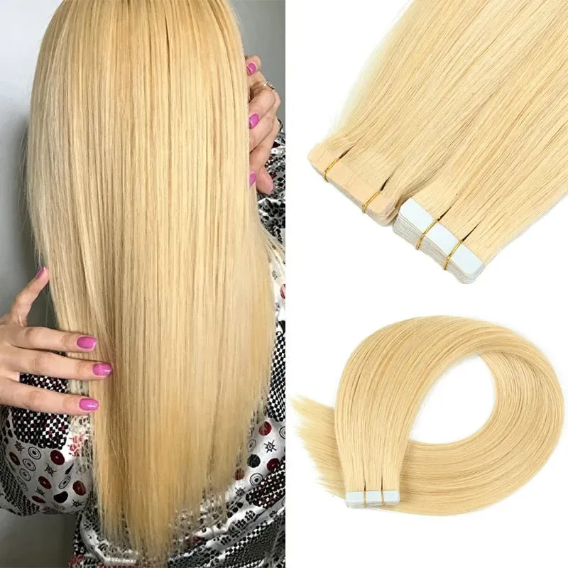 20Pcs Straight Tape ins Extensions Real Human Hair Double Side Tape in Hair Extensions Tape in Hair Extensions Remy Human Hair