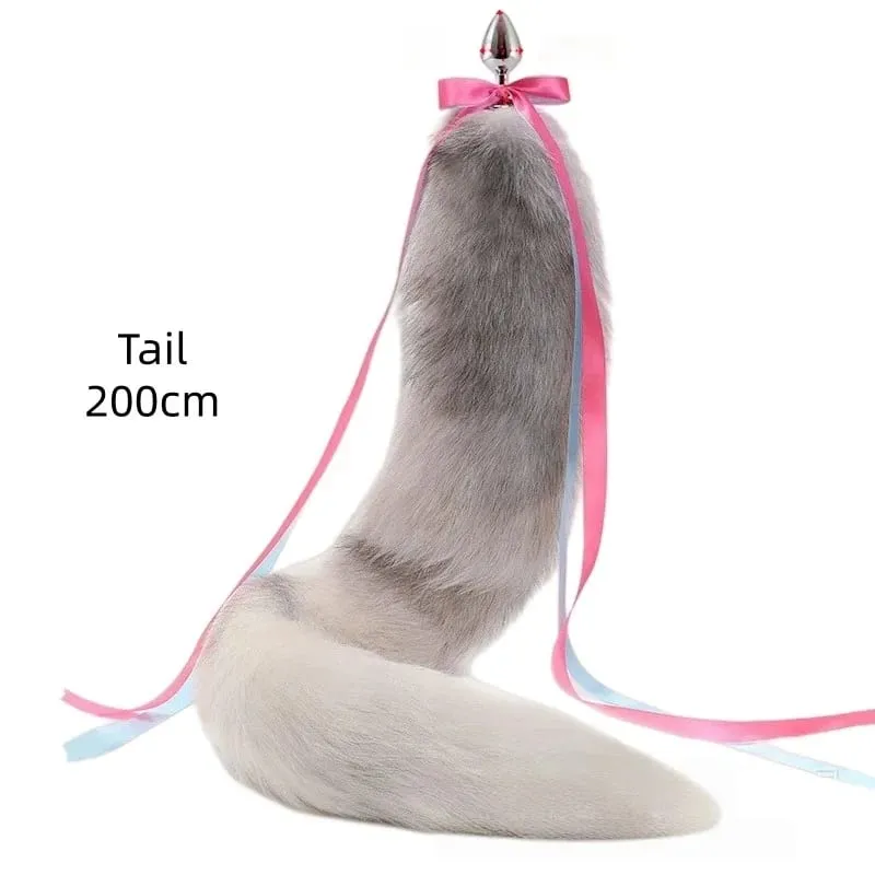 200cm Detachable Metal Butt Plug Fox Tail Cosplay Toys with Fetish Cosplay Fancy Dress Accessory for Couple BDSM Sex Flirt Prop — image 16