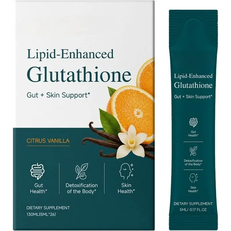 Lipid-Enhanced Glutathione Liquid Supplement Packets with Citrus Vanilla Support Gut Health and Skin Health 26 Packets 130ml