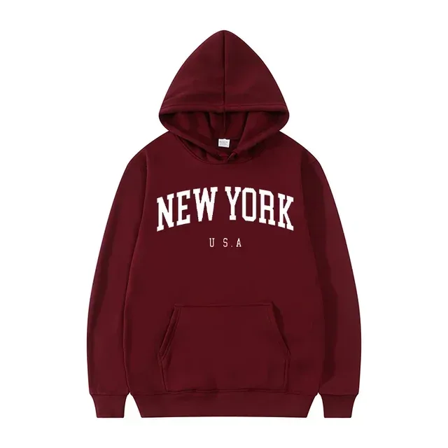 Women New York U.S.A City Hoodies Fashion Letter Printed Graphic Sweatshirts Loose CasuaMen l Harajuku Hooded Pullover Sportwear — image 27