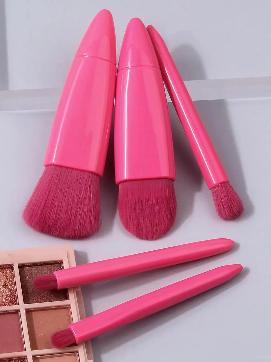 5pcs Travel Size Makeup Brushes Set Mini Makeup Brushes Small Complete Function Cosmetic Brushes Kit With Case And Mirror