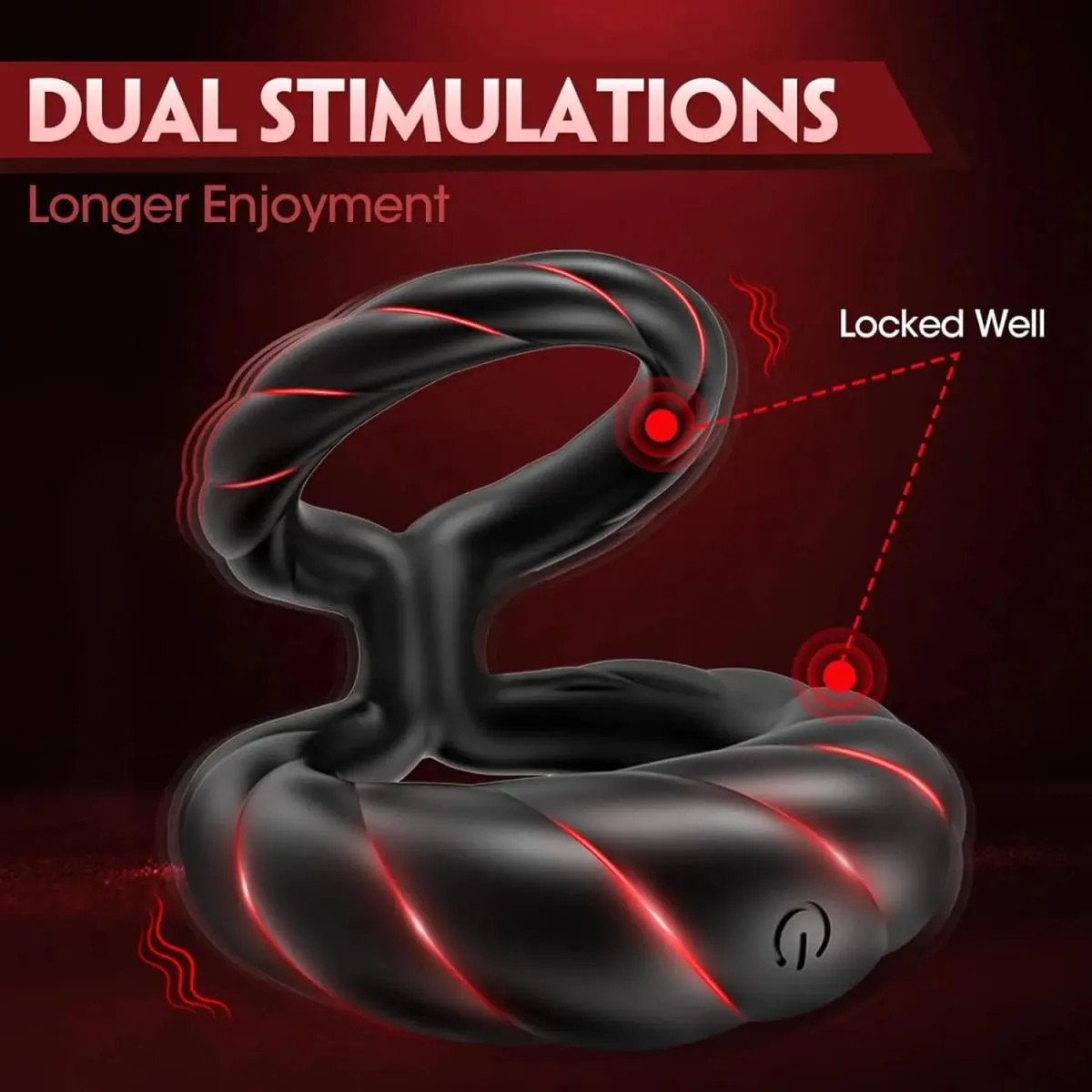 Mens Vibrating Cock Ring Sex Toys Double Penis Ring Vibrator Delay Ejaculation Male Sex Toys for Longer Harder Stronger Erection