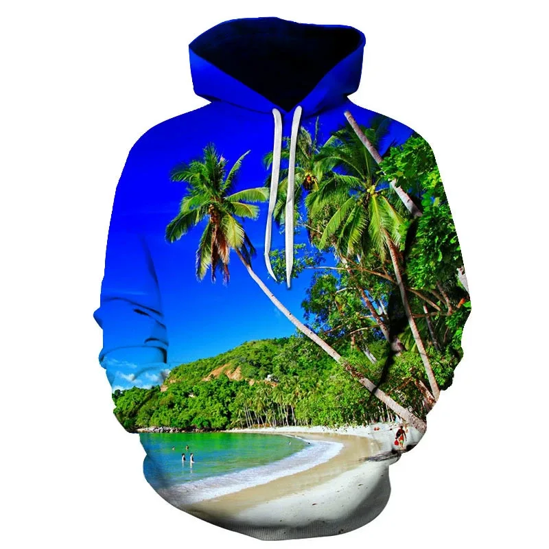 Hawaiian Four Seasons Fun 3D Printed Casual Hoodie Men's Cool Sunshine Beach Street Hoodie Full Style Trendy Style Tops