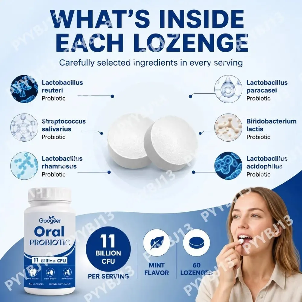 Googeer Oral Probiotic Lozenges 11 Billion CFU with L. reuteri S. salivarius and L. rhamnosus for Daily Fresh Breath 60 Count — image 6