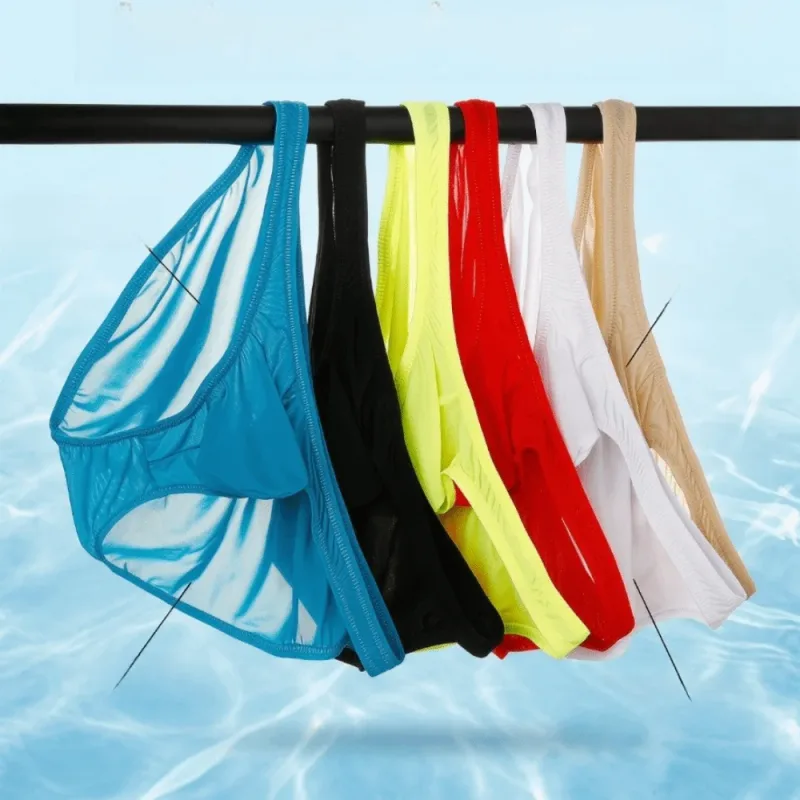 Schnell trocknende, ultradünne Slips aus Eisseide, niedrige Taille, nahtlos, für Herren, Unterwäsche, U-Beutel, Dessous, Netzhöschen, Reisen — image 12