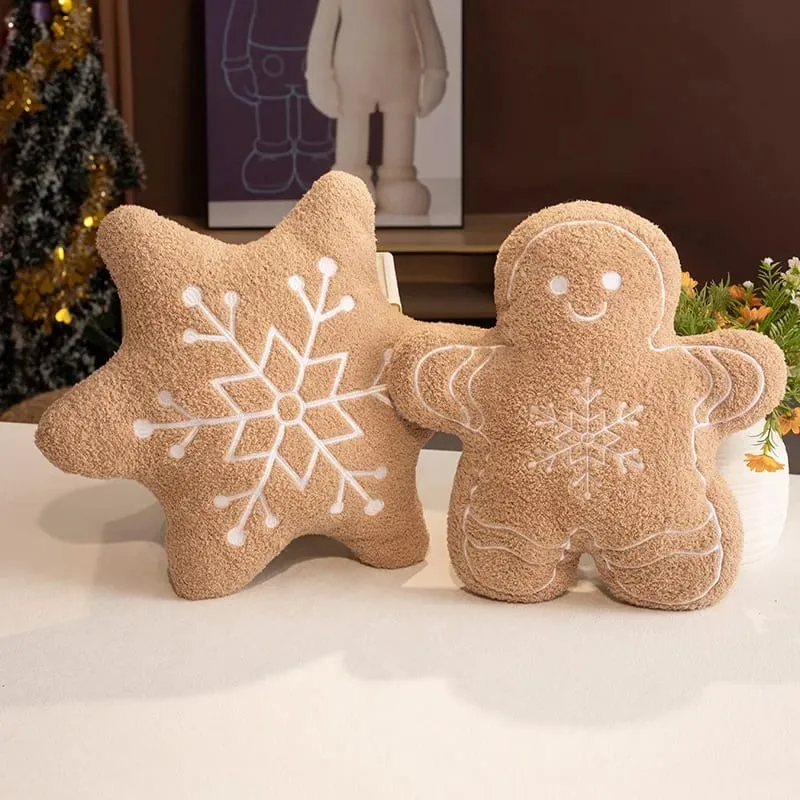 36CM Christmas Gingerbread Man Snowflake House Plush Pillow Toys Biscuit Peluche Stuffed Cookie Soft Doll Room Decoration Gifts — image 6