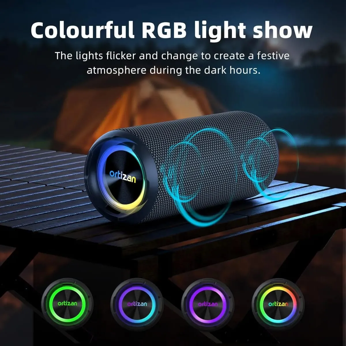Ortizan Bluetooth Speakers 40W TWS Portable Speaker with Stereo Sound Bass Bluetooth 5.3 Wireless USB Type C Outdoor 6600mAh Battery