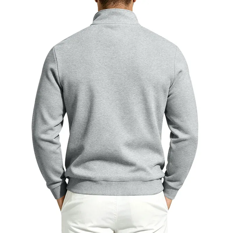 Men 2026 Autumn Winter Hot Item Fleece Lined Stand Collar Loose Vintage Sweatshirt Casual Commuter Fashion Male Daily Outerwear