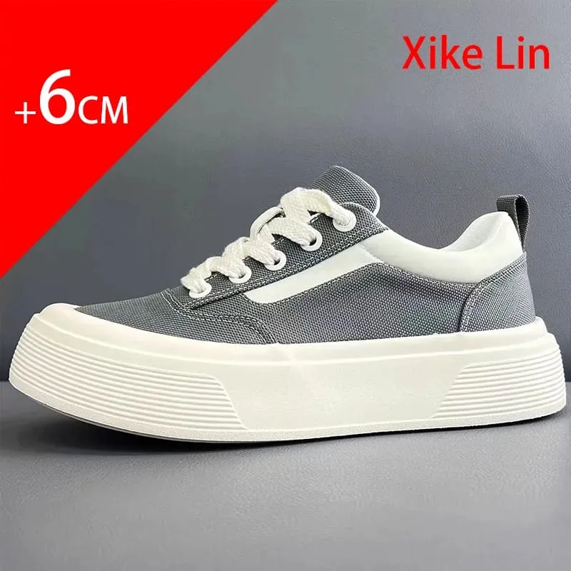 Mens platform high heeled shoes increase height by 6 centimeters lightweight canvas anti slip and durable Elevator sneakers — image 5