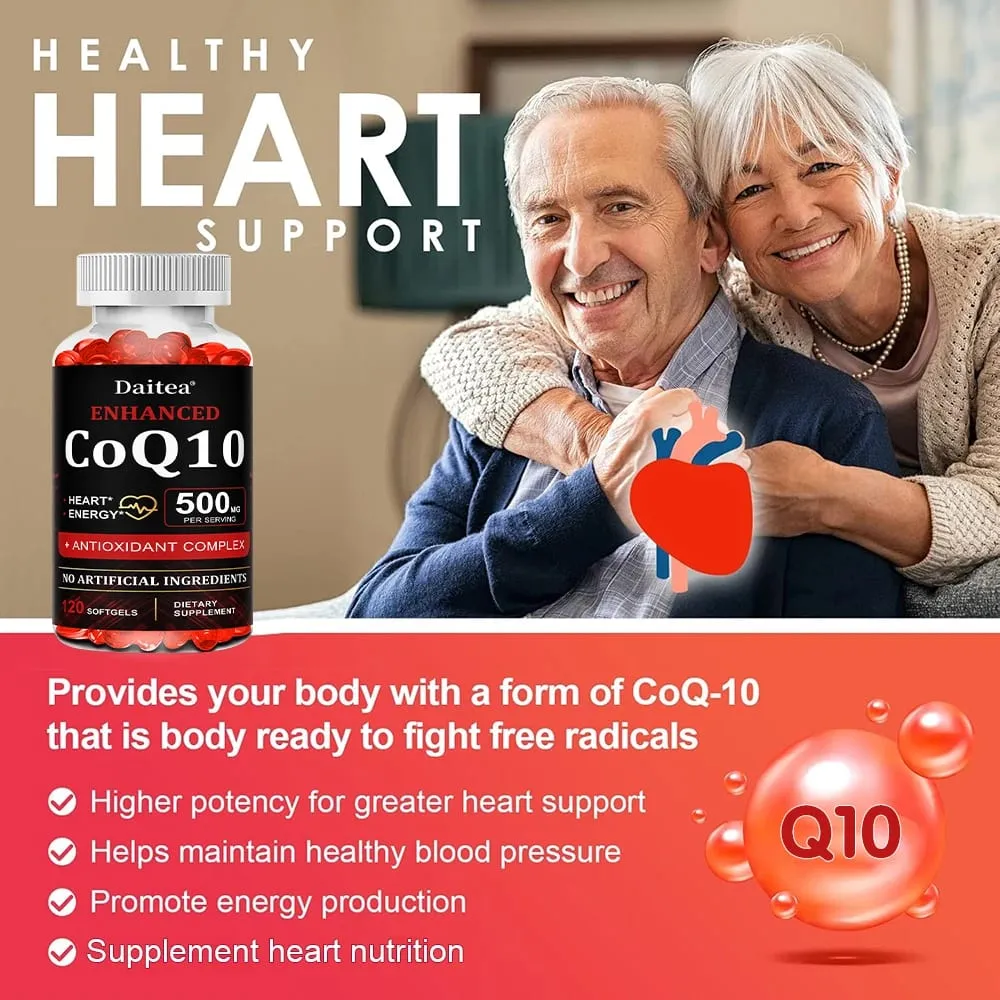 High Absorption CoQ10 500MG - for Heart Health&Energy Production - Enhanced CoQ10 Nutritional Supplements with Coenzyme Q10 — image 4