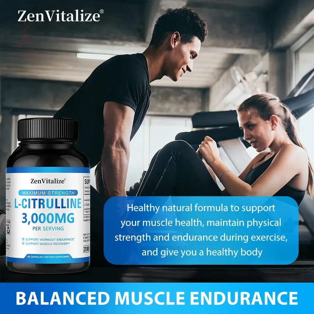 L Citrulline 3000mg Supplement Capsules for Men & Women - Muscle Recovery & Workout Endurance - Vegan Non-GMO — image 6