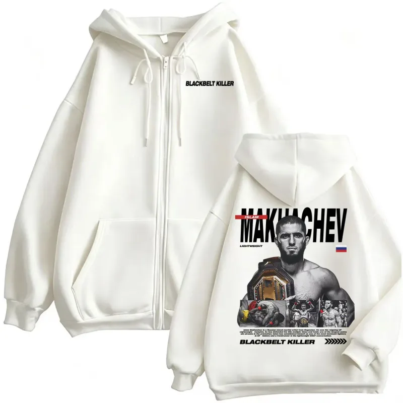 Islam Makhachev Blackbelt Killer Zip Up Hoodies Men Women Fashion Violence Aesthetic Sweatshirt Jacket High Quality Zipper Coats — image 6
