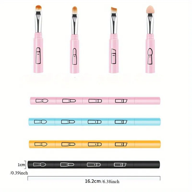 4-in-1 Portable Makeup Brush Set - Travel Friendly Detachable Mini Eyeshadow Eyebrow Eyeliner & Mascara Brushes Easy To Use — image 3