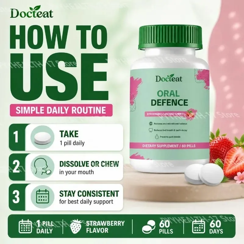 Oral Defence Chewable Tablets for Breath Freshness Support with Xylitol and Microcrystalline Hydroxyapatite for Adult 60 Pills — image 4