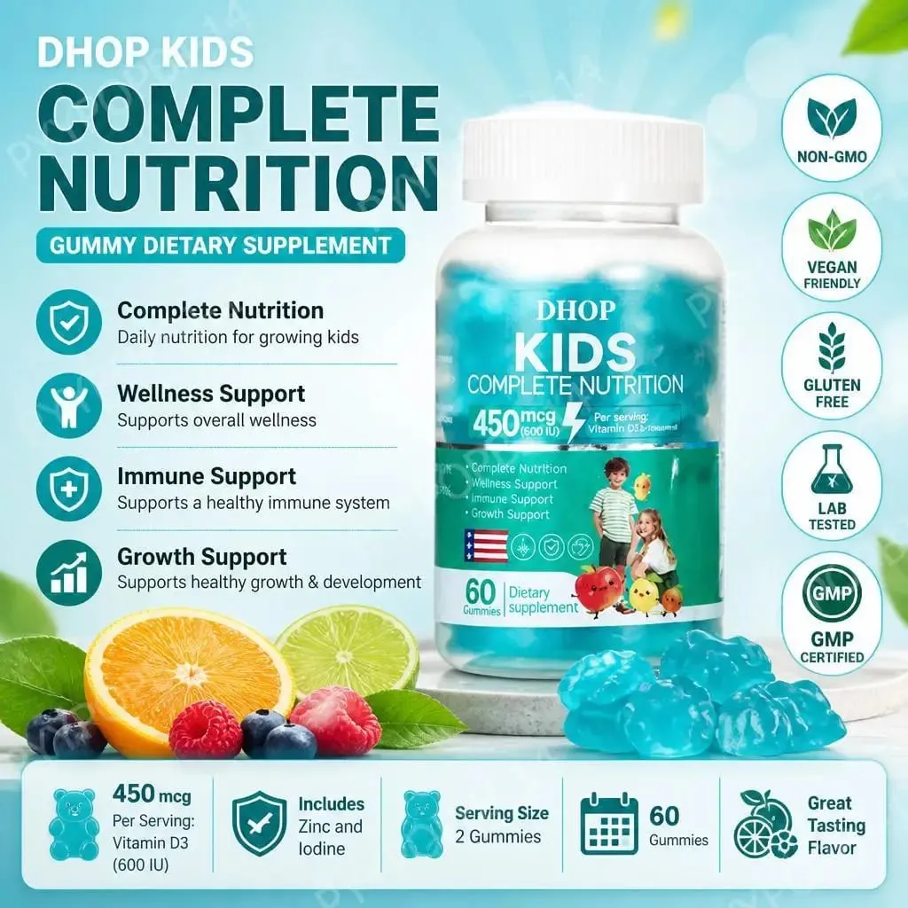 Kids Complete Nutrition Gummies with Vitamin D3 Zinc and Iodine for Immune Support and Growth Support Daily 60 Gummies