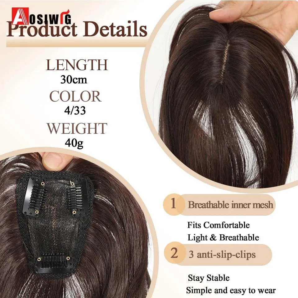 Synthetic Topper Hairpiece Clip-In Bangs Extension Natural Neat Fake Fringe Topper Hairpiece Invisible Clourse Hairpieces