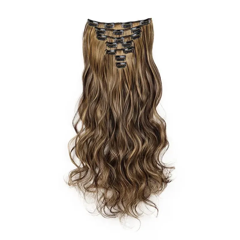 Long Straight Hairstyle 16 Clips 7 Pcs/Set Hair Extensions Natural Synthetic Blonde Black Hairpieces Heat Resistant For Women Kp — image 22