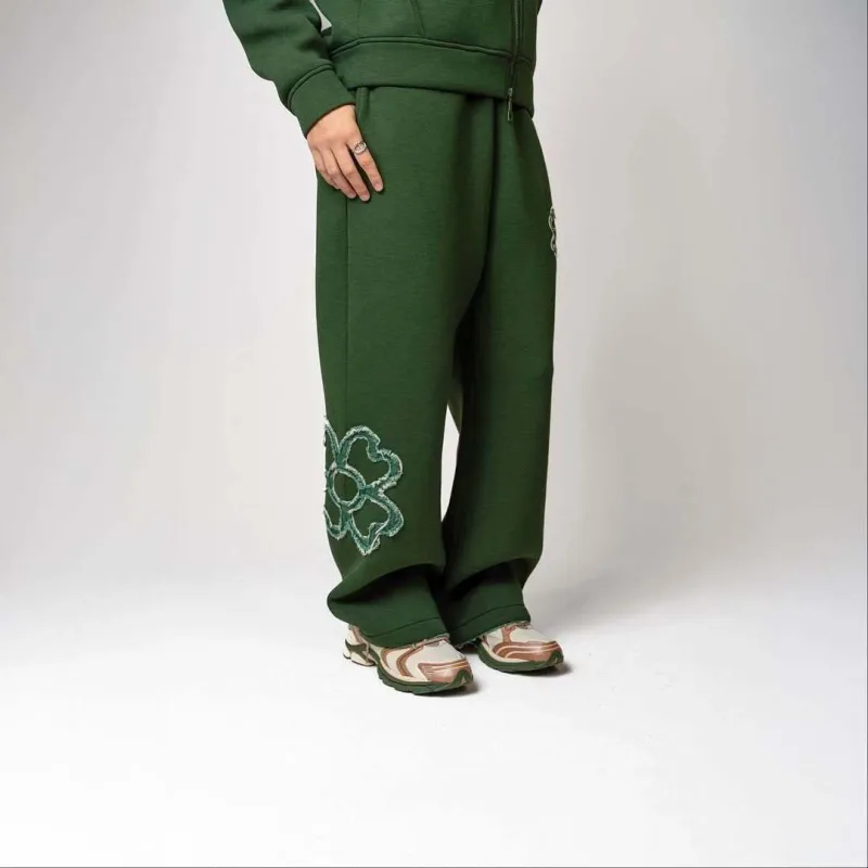 Olive Green Embroidered Zip Hoodie & Pants Set Men Streetwear Trendy Loose Casual 2-Piece Tracksuit New 2025 Fashion — image 11