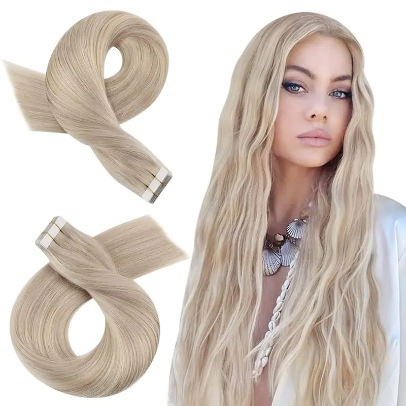 Moresoo Tape in Hair Extension Human Hair Real Remy PU Skin Weft 12-24 Inch Straight Brazilian Hair Glue on Adhesive Tape Ins