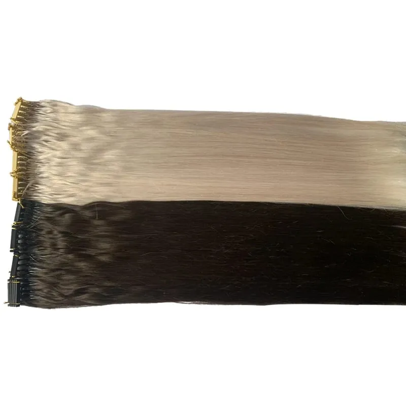 Solove Straight 6D-2 Virgin Human Hair Extensions Handmade Seamless Loop Micro Ring Hair Extensions 10-30” 50g/set Natural Color — image 6