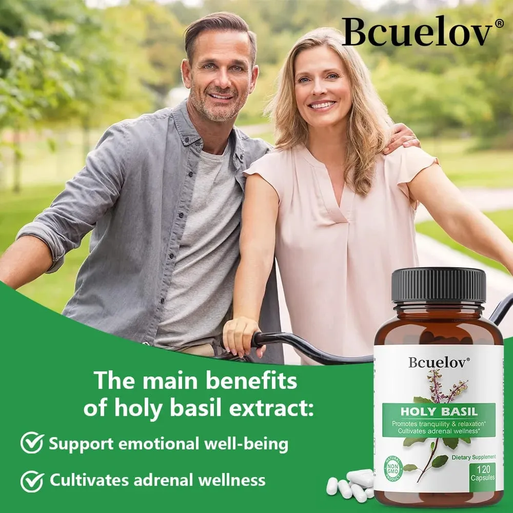 Holy Basil Tulsi Extract Capsules Support Adrenal Immune Respiratory & Daily Calm Wellness Stress & Anxiety Relief — image 4