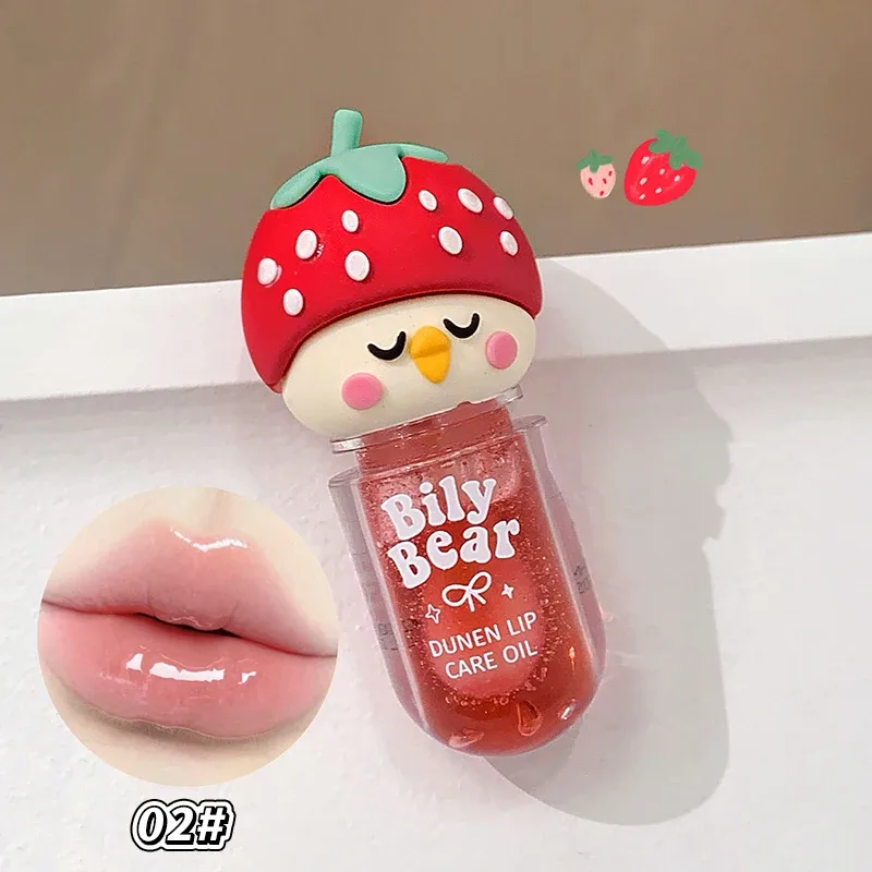 ลิปออยล์ Peach Honey Jelly พร้อมลิปกลอสสตรอเบอร์รี่ให้ความชุ่มชื่นยาวนาน กันน้ำ ไม่ซีดจาง Mirror Lipgloss เครื่องสำอาง
