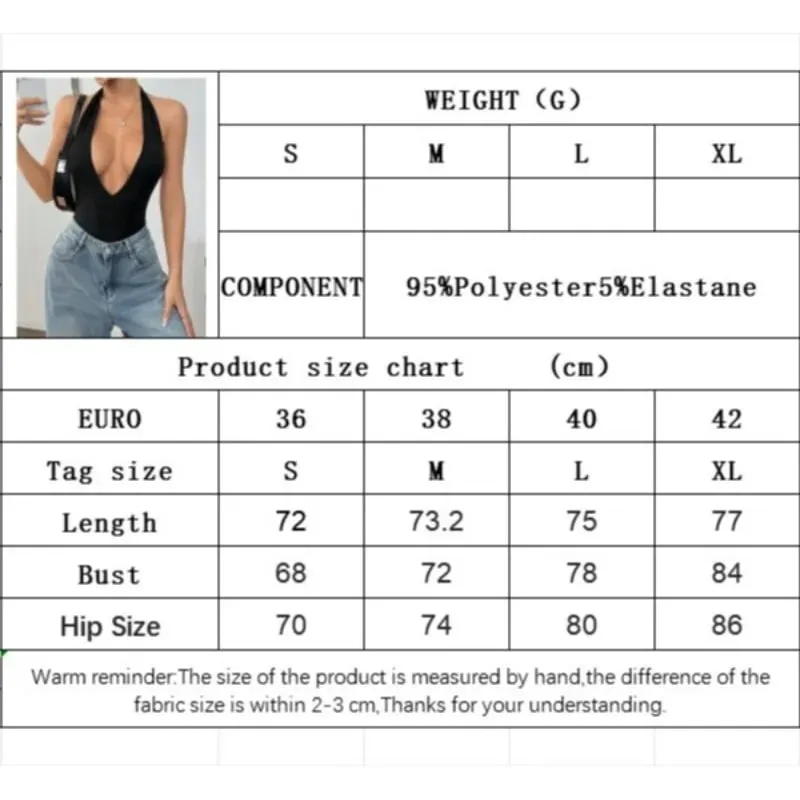 Sexy Halter Slim Bodysuits Women's Tanks Tops V-neck Backless Beach Outfits Jumpsuits Summer Slim Fit Woman Clothing Streetwear — image 7