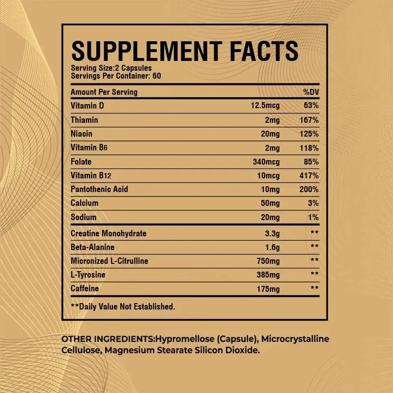 Pre-Workout Supplement - Muscle Building Endurance Support Heart Health Circulation