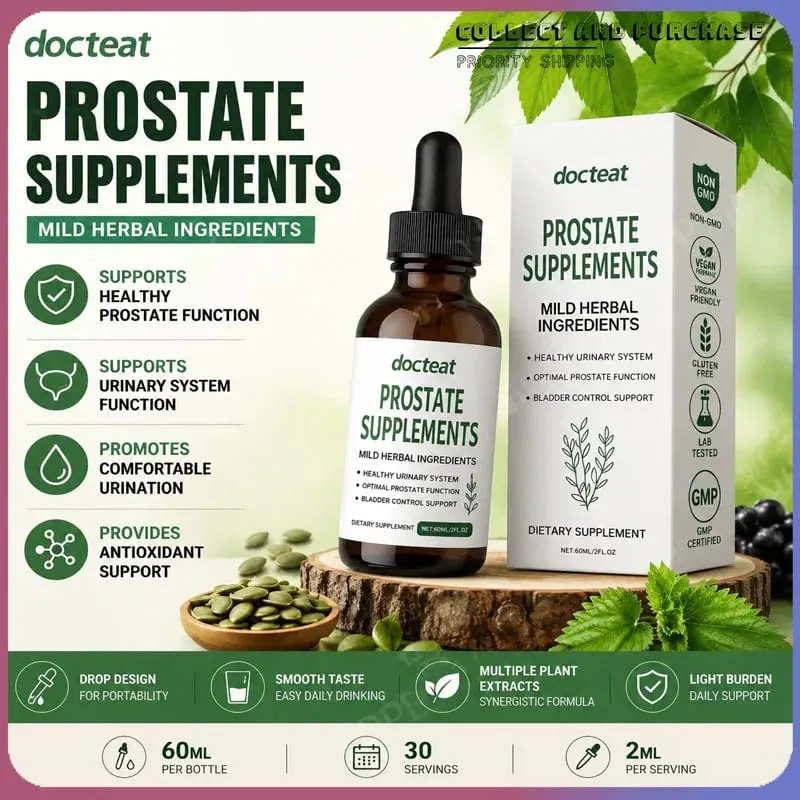 Docteat Prostate Health Supplement Liquid Drops 60ml with Saw Palmetto Extract Stinging Nettle Root Extract And Pumpkin Seed Ext — image 1