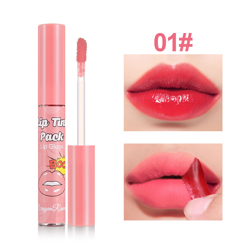 Peel Off Rose Red Lip Gloss Contorno delle labbra Contorno del tatuaggio Macchia per labbra Resistente al trasferimento impermeabile Strappo Peel Off Rossetto Trucco