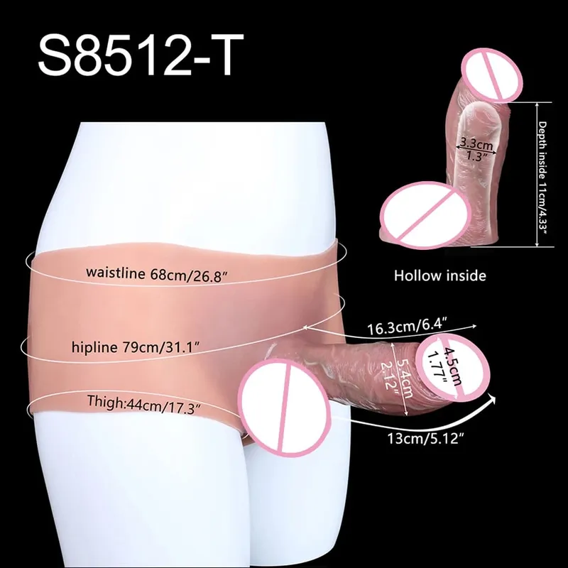 Silicone Strapon Hollow Penis Panties Ultra Real Penis Sleeve насадка на член 18+ Male Cock Extender Adult Sex Toys — image 18