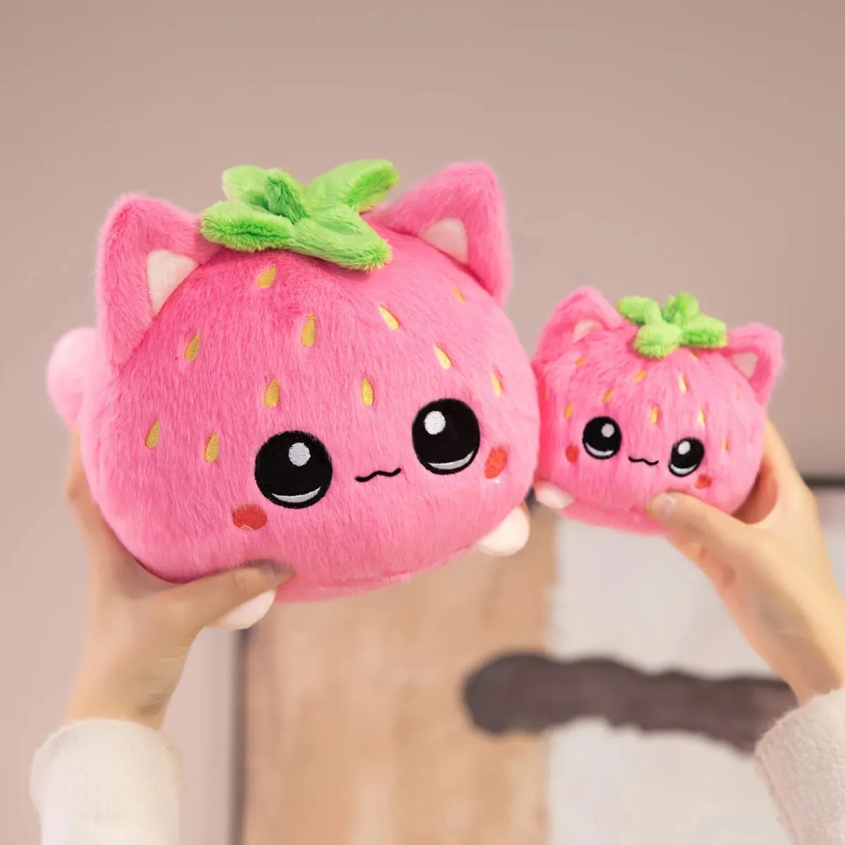 Lovely Strawberry Cat Soft Stuffed Throw Pillow Cat Lovers Cute Funny Home Decoration Kids Friends Office Workers Birthday Gifts