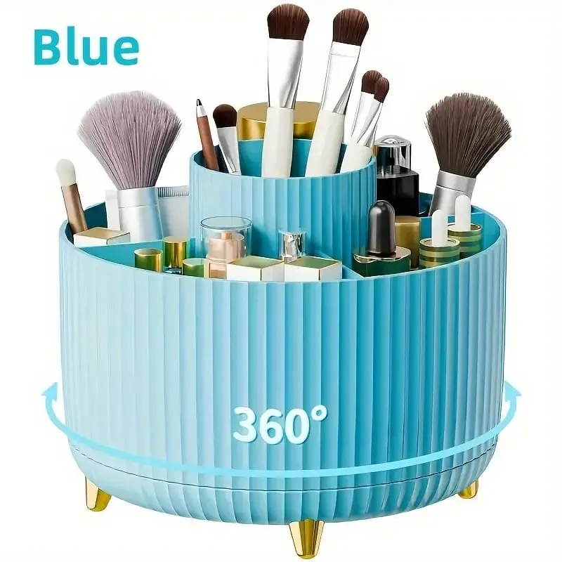 Otočný o 360°, 5 slotů, držák štětců na make-up Organizér Multifunkční úložný prostor na psací stůl Úložný prostor pro kosmetiku pro toaletní stolek v koupelně — image 9
