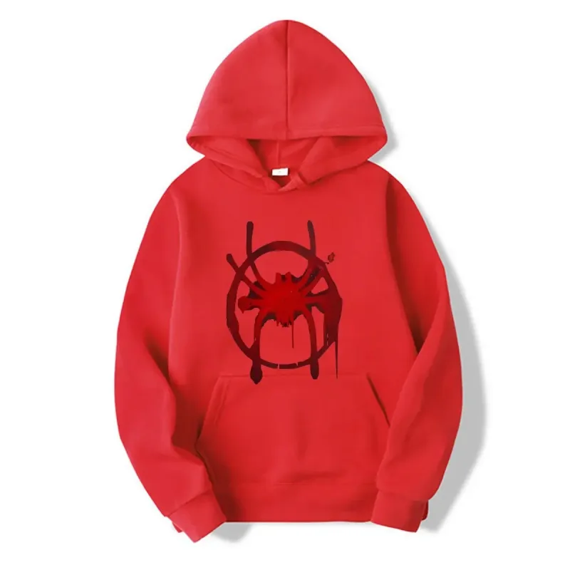 Men's and women's casual sportswear. New black hooded sweatshirt. Men's Miles Morales Spider Symbol Print Sweatshirt. — image 8