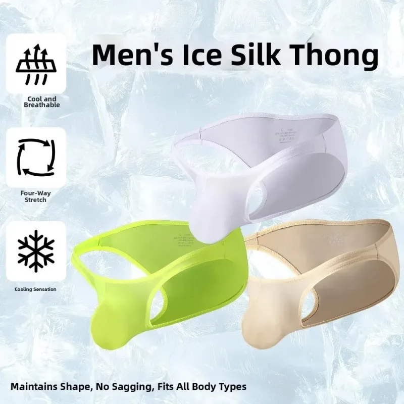 Schnell trocknende, ultradünne Slips aus Eisseide, niedrige Taille, nahtlos, für Herren, Unterwäsche, U-Beutel, Dessous, Netzhöschen, Reisen — image 5