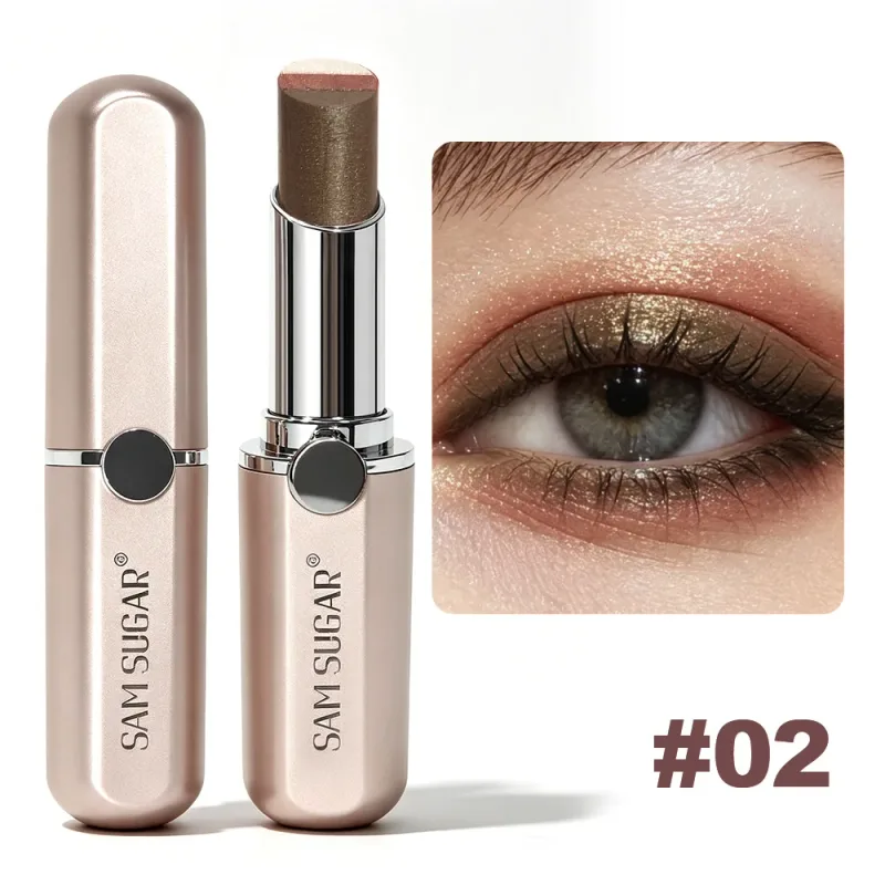 3-Color Gradient Pearlescent Eyeshadow Stick Waterproof Soft Gloss Shimmer Aegyo Sal Brightening Highlighter Eye Shadow Makeup