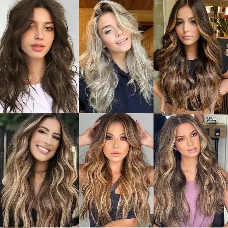 Jeedou Clip-in Hair Extensions 4PCS/Set Long Bouncy Curly Beach Wavy Hair for Women Brown Blonde Synthetic Hairpieces Daily Use