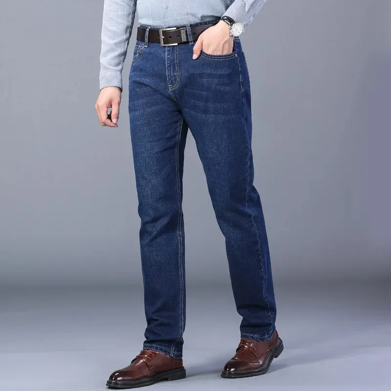 2025 Spring Autumn New Men's Jeans Casual Straight Stretch Fashion Classic Blue Black Work Denim Trousers Male Brand Clothing — image 6