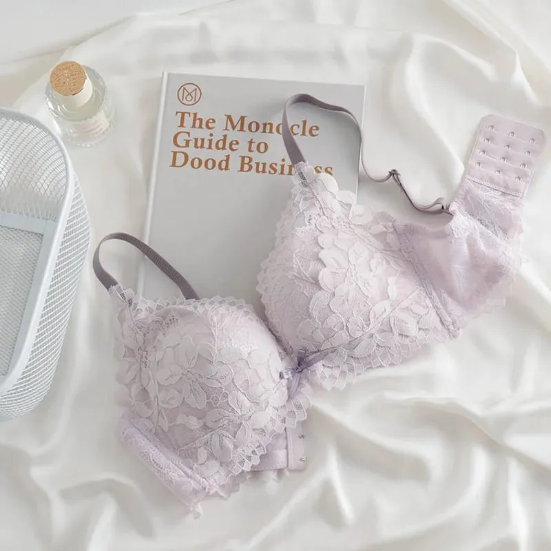 Push Up Bra for Small Breasts Lift & Gather Unpadded Lace Bra Set Adjustable Anti-Sagging Wireless Comfort Luxury Lingerie — image 8