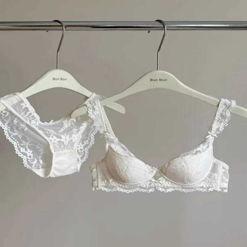 Hot Sale Sexy Lace Bra Set For Women Summer Thin Soft Underwire Breathable Anti Sagging Comfort Stylish Daily Fashion Intimates